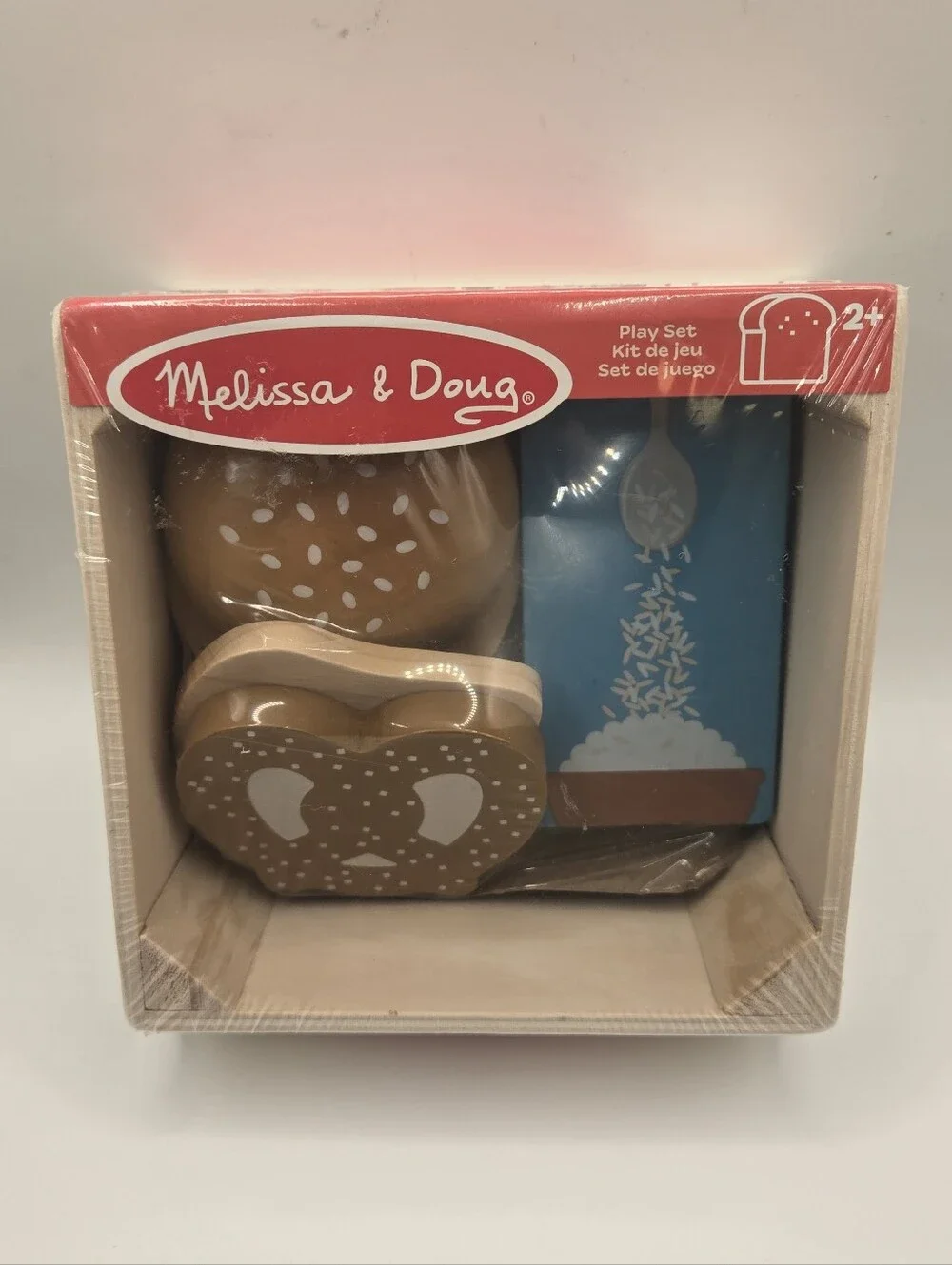 Melissa & Doug Kids Food Groups Wooden Food Play Set Rice, Bread, Buns & Pretzel